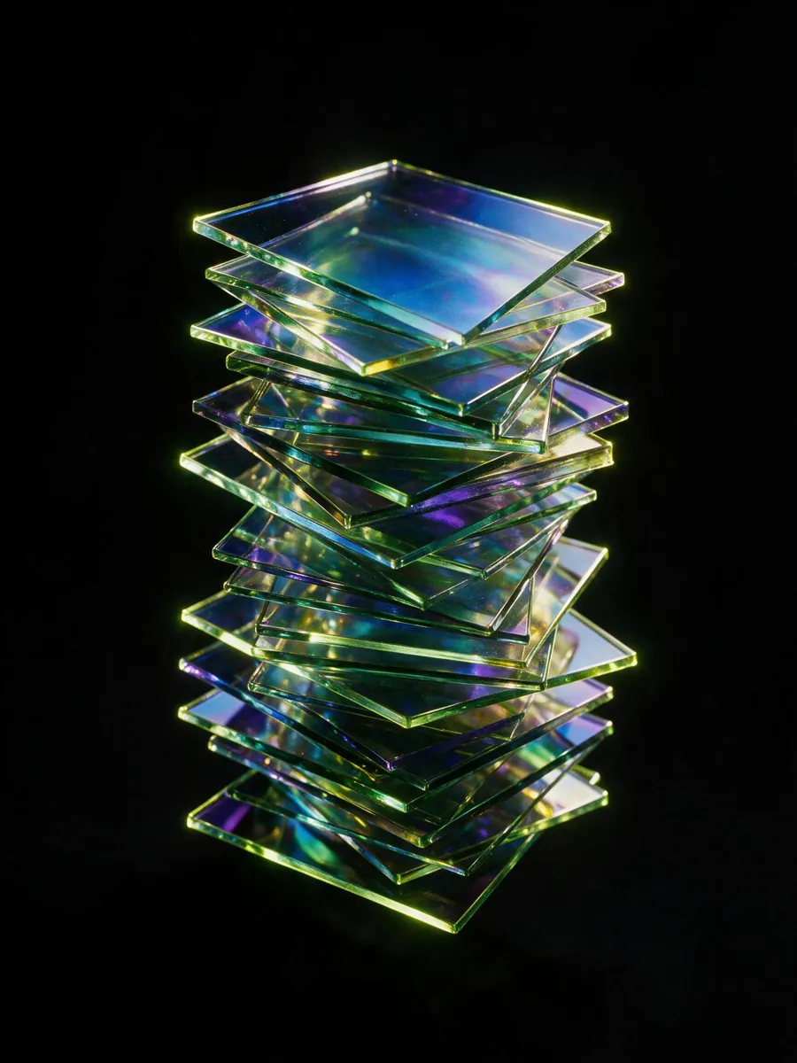 Glass slab stack specimen — The Infinite Shelf