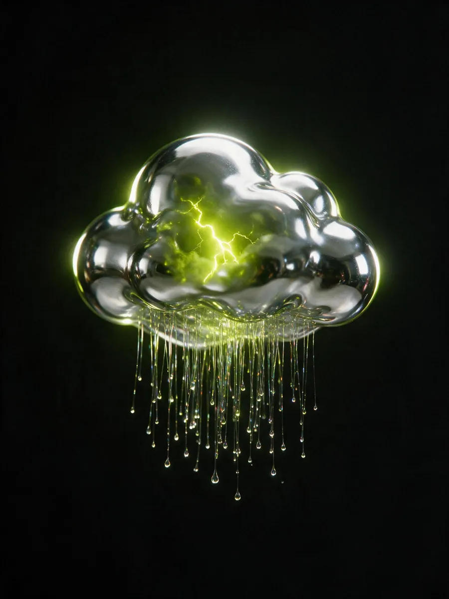 Chrome raining cloud specimen — Inner Weather
